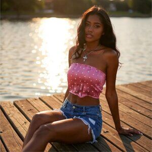 Berry Kiss Strapless Crop Top by Blue Blush – Dockside Daydream Edition NWT M